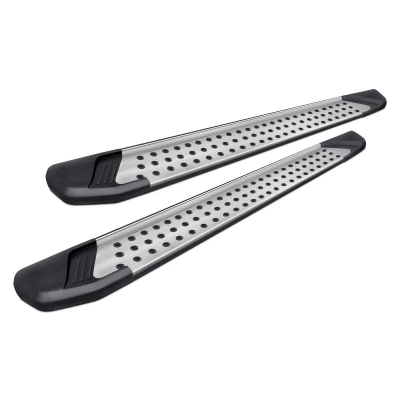 VO-TYRA – BLACK HORSE Running Board, 5-1/2 Inch Width Brushed Aluminum With Rubber Dot Grips Unlighted With Mounting ...